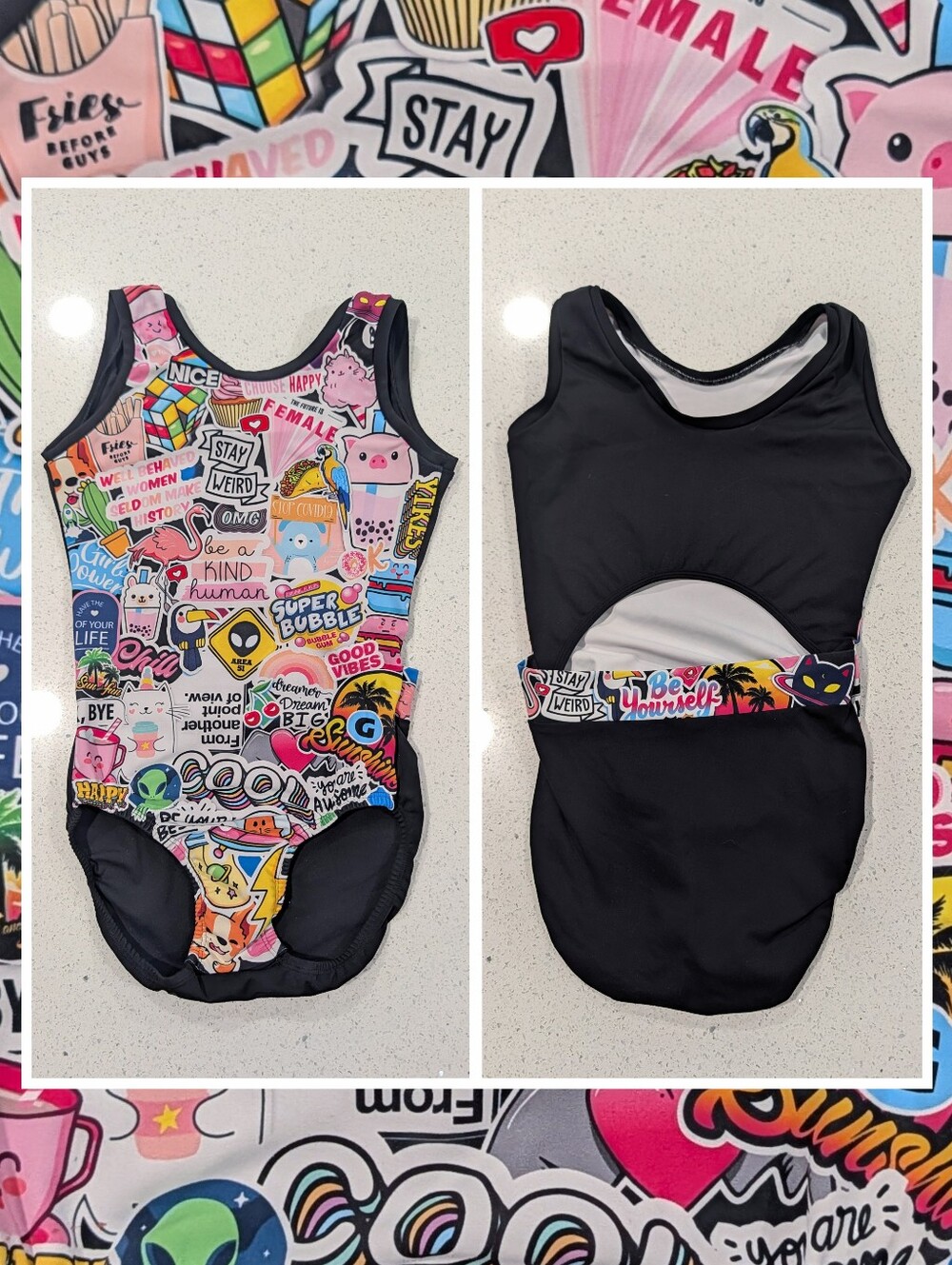 Y2K VSCO Stickers GymGear Gymnastics Leotard ULTRA SOFT Small 16 LIMITED EDITION